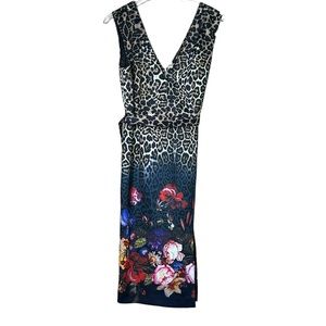 Alberto Makali Leopard Floral Midi Dress